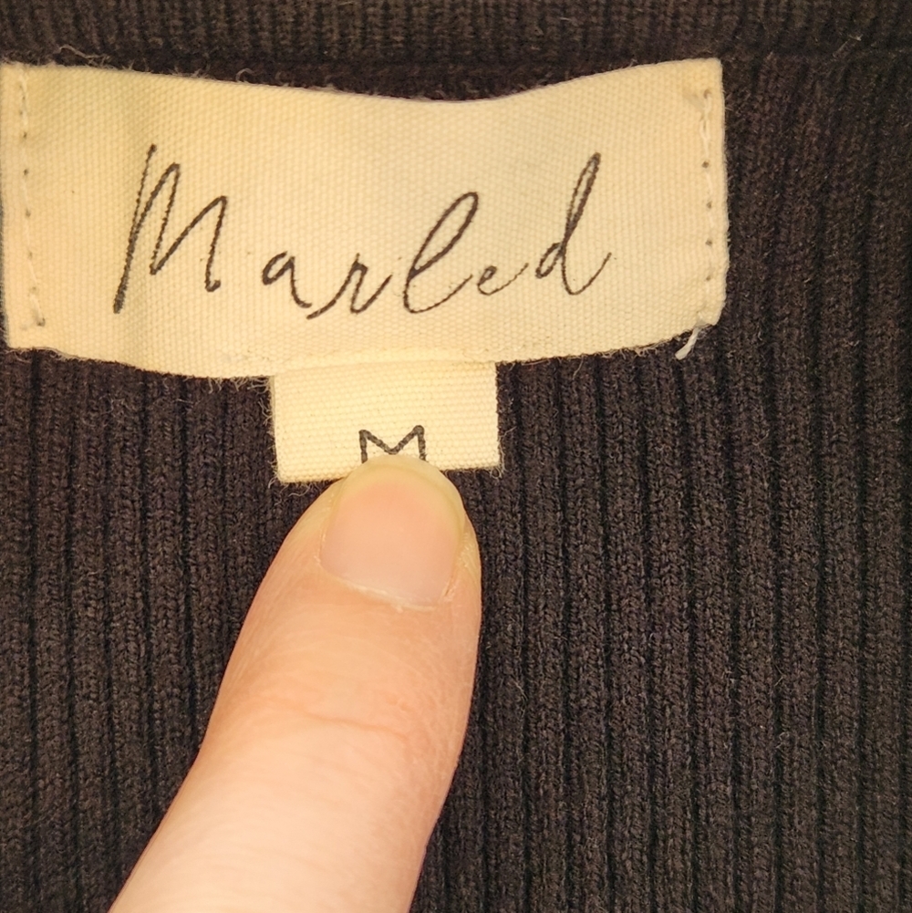 || MARLED || black sweater dress, or cardigan, sz medium, ribbed, button down - Picture 9 of 10